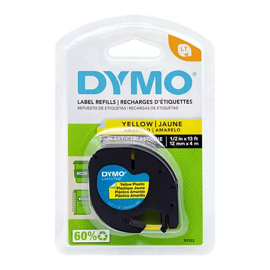 Cinta plástica DYMO Letratag amarillo de12mmx4m 1 pieza