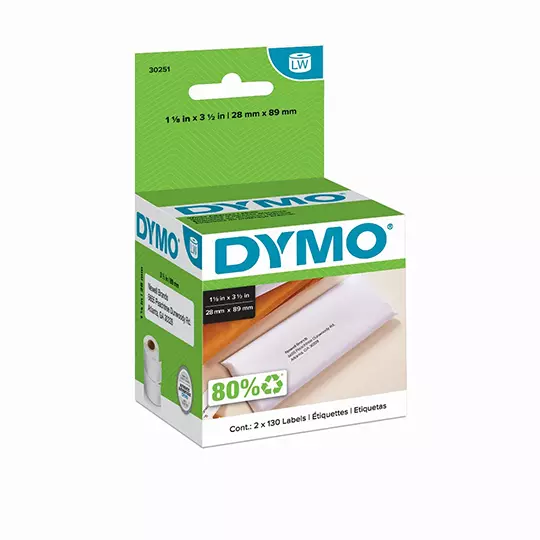 Etiqueta DYMO Label Writer negro sobre blanco 2 rollos con 130 etiquetas