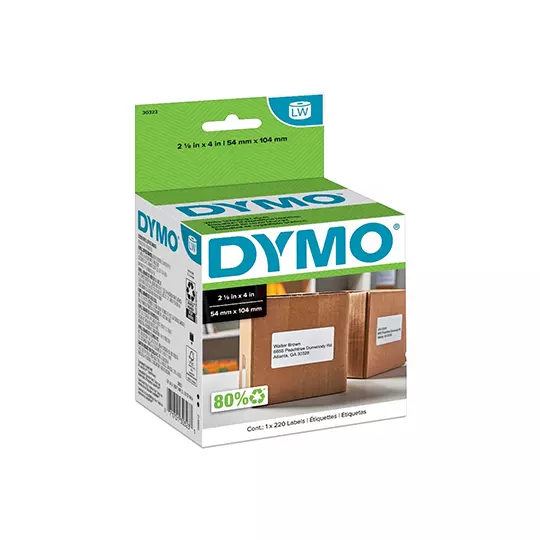 Etiqueta de envio Dymon negro sobre blanco rollo con 220 etiquetas 54x104mm