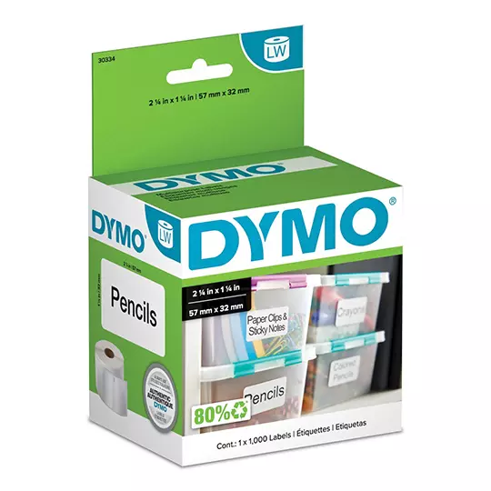 Etiqueta DYMO Label Writer negro sobre blanco 1 rollo con 1000 etiquetas, 32MM x 57MM