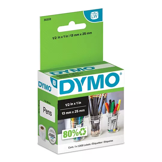 Etiqueta DYMO Label Writer negro sobre blanco 1 rollo con 1000 etiquetas, 13MM x 25