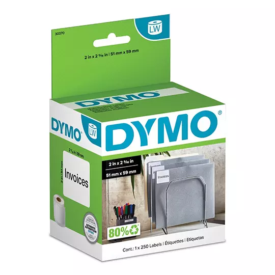 Etiqueta DYMO Label Writer negro sobre blanco 1 rollo con 250 etiquetas, 51MM x 59MM
