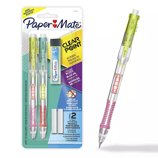 Lapicero Clear Point punto 0.7 mm, blíster con 2 piezas + minas y 2 gomas, 2221452