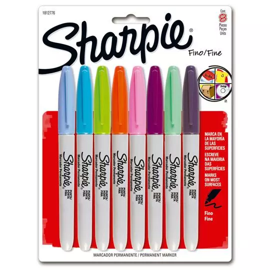 Marcador permamente Sharpie fino blístercon 8 piezas colores surtidos