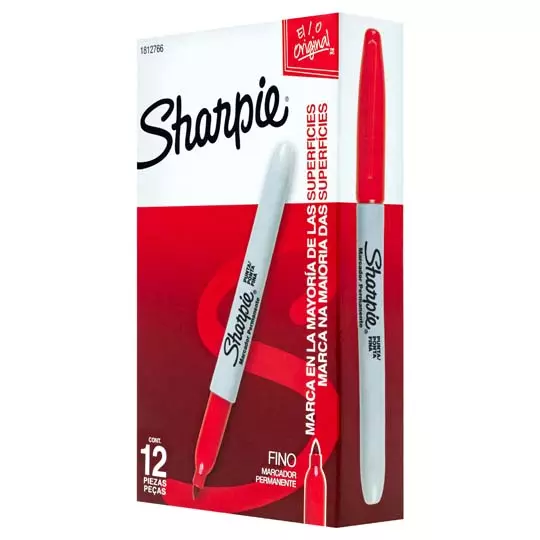 Marcador permanente Sharpie fino rojo caja con 12 piezas