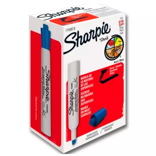 Marcador permanente Sharpie Tank azul caja con 12 piezas