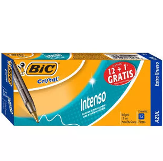 Bolígrafo BIC Cristal azul punto extra grueso 1.6 mm caja con 12 piezas