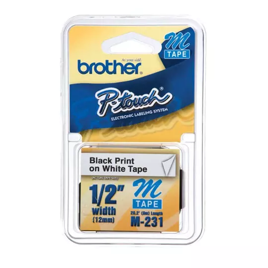 Cinta brother no laminada en negro sobre blanco M231