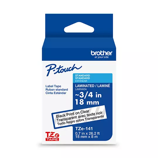Cinta Brother negro sobre transparente TZE141G