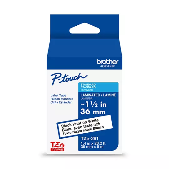 Cinta Brother negro sobre blanco TZE261G.