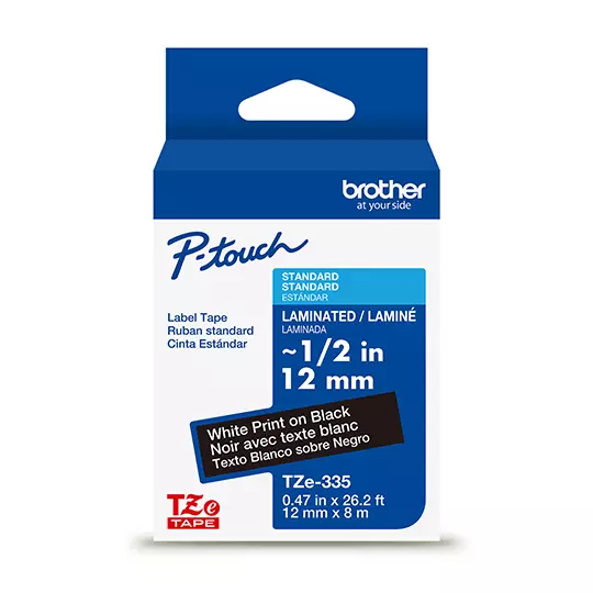 Cinta Brother blanco sobre negro TZE335G.
