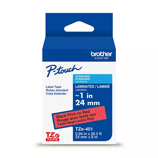 Cinta Brother TZE451G rojo/negro.