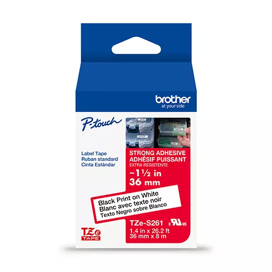 Cinta Brother color negro sobre blanco TZES261G