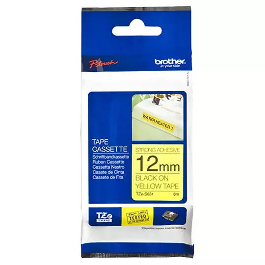 Cinta Laminada Brother negro sobre amarillo con adhesivo super resistente