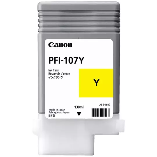Tanque de tinta Canon PFI-107 amarillo.
