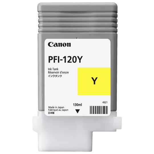 Tanque de tinta Canon PFI-120 amarilla.