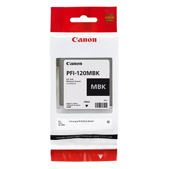 Tanque de tinta Canon PFI-120 negro mate.