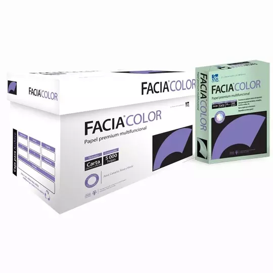 Caja de papel bond Facia Color  tamaño carta color verde 75gr.