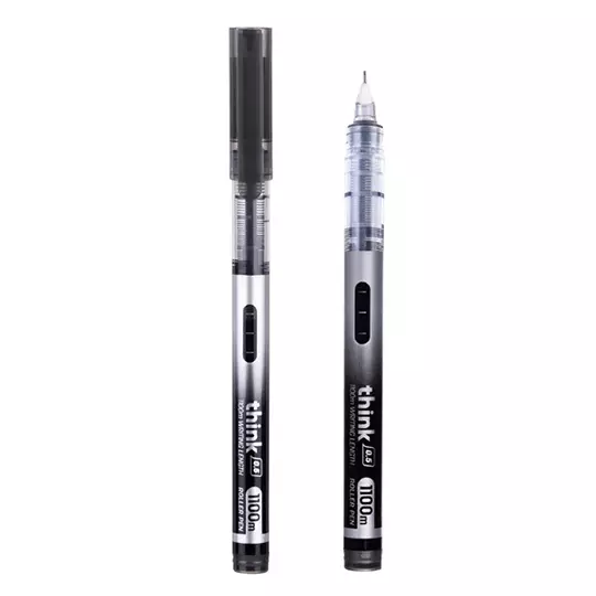 LM-Boligrafo de gel Deli negro punto fino 0.5 mm, caja con 12 pz