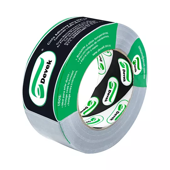 Cinta ducto Devek 48mm x 50 mts color plata, polietileno recubierto.
