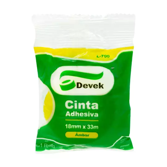 Cinta adhesiva DEVEK 18 mm x 33 m, ambar.