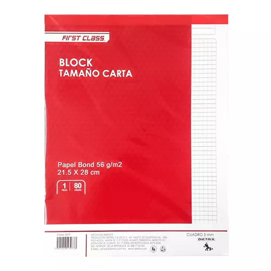 Block Dietrix tamaño carta cuadro 5mm 80 hojas