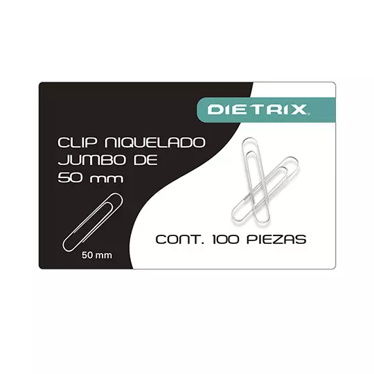 Clip  niquelado Dietrix jumbo 50 milimetros con 100 piezas