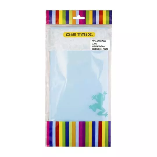 PAPEL CHINA DIETRIX 50 X 70 CM COLOR AZUL CLARO 3 PIEZAS