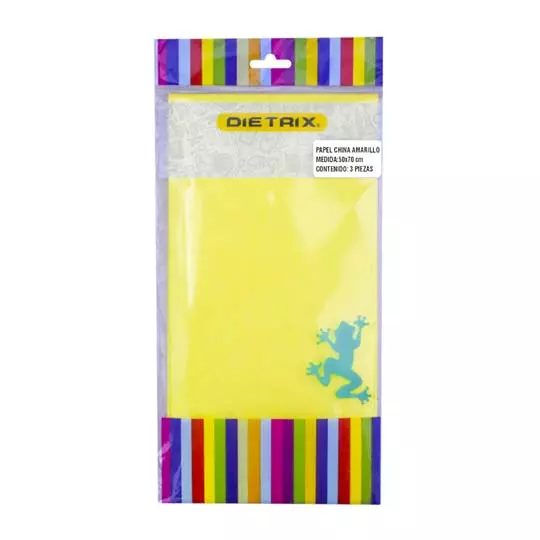 PAPEL CHINA DIETRIX 50 X70 CM COLOR AMARILLO 3 PIEZAS