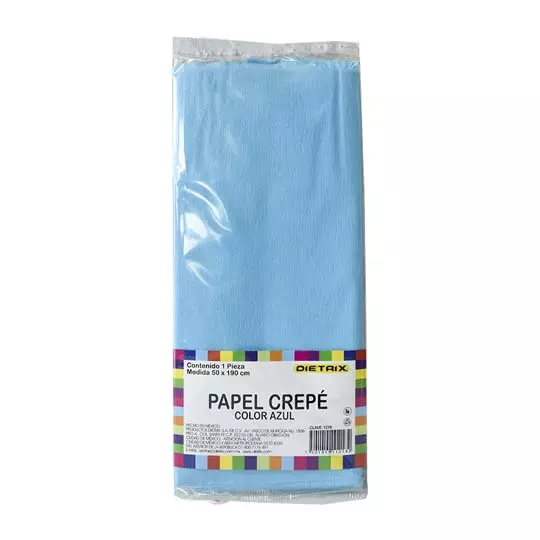 PAPEL CREPE DIETRIX 190 X 50 CM COLOR AZUL CLARO 1 PIEZA