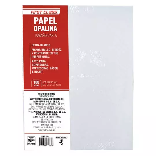 PAPEL OPALINA DIETRIX 100 HOJAS TAMAÑO CARTA 125 GR