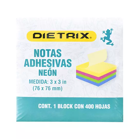 NOTAS ADHESIVAS DIETRIX NEON 3X3 IN 400 HOJAS