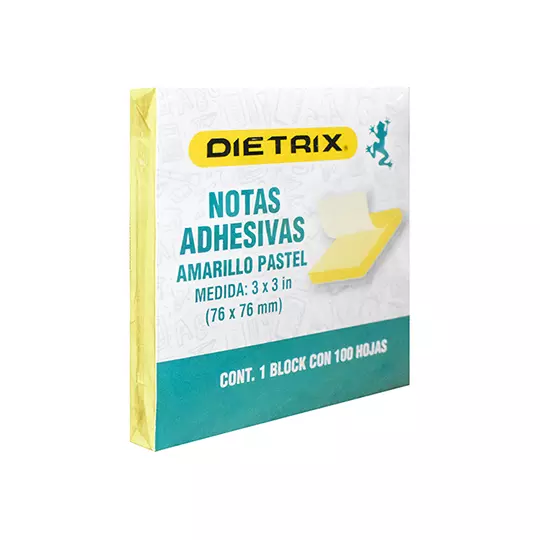 Notas adhesivas DIETRIX color amarillo tamaño de 3X3 pulgadas y 100 HOJAS