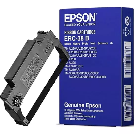 Cinta Epson Negra para Miniprinters Erc-38B, Tmu-200/TM-300/TM-U325/TM-U375