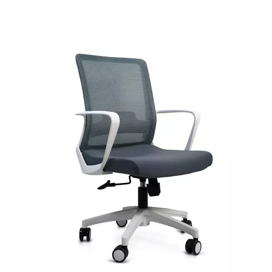 Silla ejecutiva ERGO mod. Civita-B con descansa brazos color blanco y malla gris
