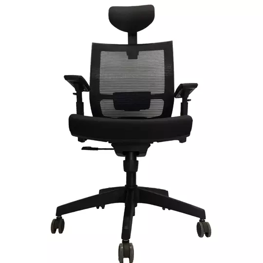 Silla directiva ERGO Milan-C con cabecera y descansa brazos color negro