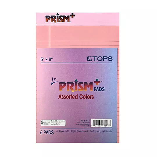 Block de hojas Tops 5" x 8" colores surtidos rayado con 50 hojas paquete c/6 pzs