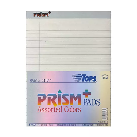 LM-Block de hojas Tops carta colores surtidos rayado con 50 hojas paquete c/6 pz