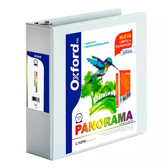 Carpeta panorámica Oxford carta blanca herraje de 3 pulgadas "O"
