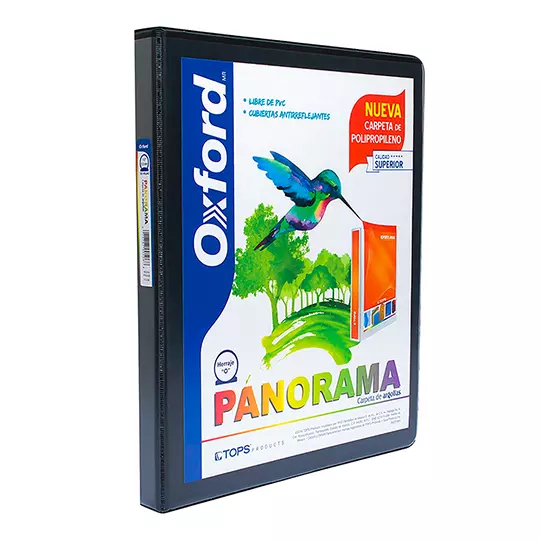 Carpeta panorámica Oxford carta negra herraje de 1/2 pulgada "O"