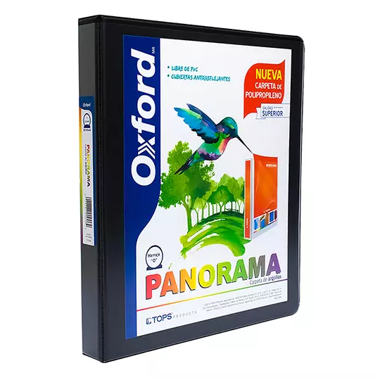 Carpeta panorámica Oxford carta negra herraje de 1 pulgada "O"