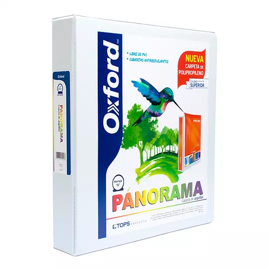 Carpeta panorámica Oxford carta blanca herraje de 1 1/2 pulgadas "O"