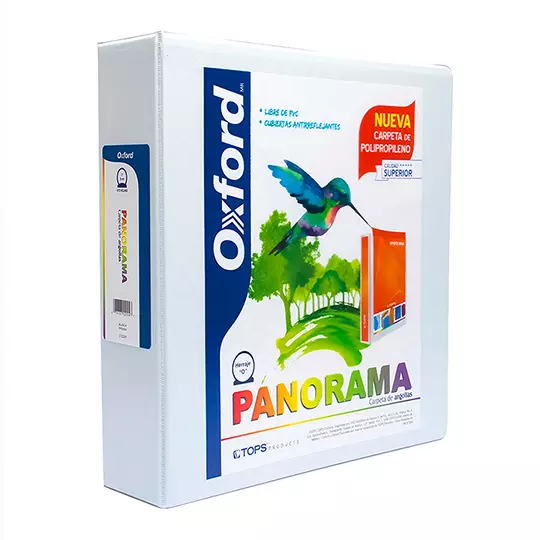 Carpeta panorámica Oxford carta blanca herraje de 2 pulgadas "O"
