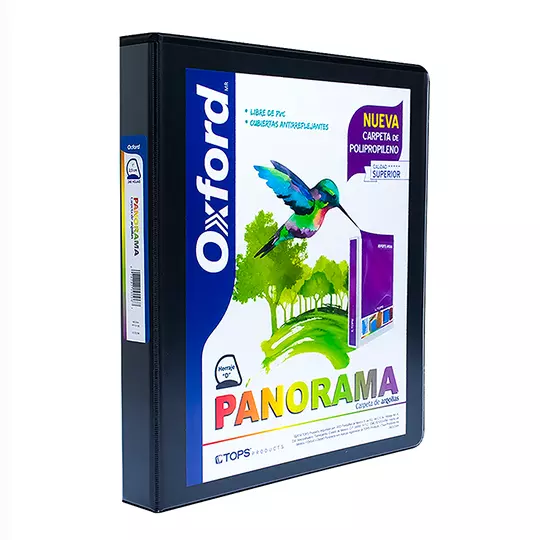 Carpeta panorámica Oxford carta negra herraje de 1 pulgada "D"