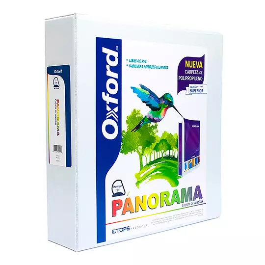 Carpeta panorámica Oxford carta blanca herraje de 2 pulgadas "D"