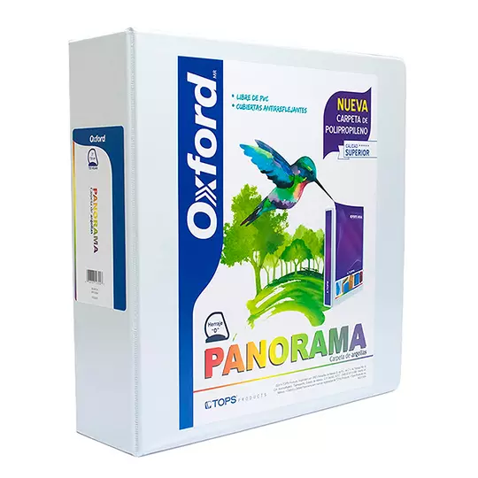 Carpeta panorámica Oxford carta blanca herraje de 3 pulgadas "D"