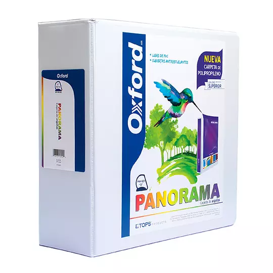Carpeta panorámica Oxford carta blanca herraje de 4 pulgadas "D"