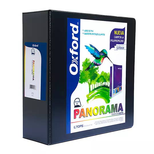 Carpeta panorámica Oxford carta negra herraje de 4 pulgadas "D"