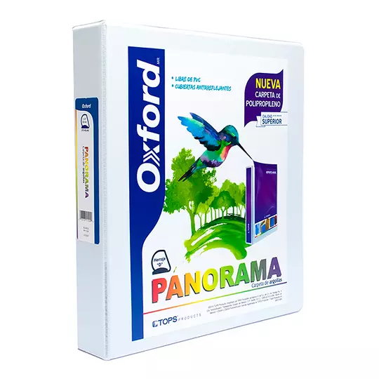 Carpeta panorámica Oxford carta blanca herraje de 1 1/2 pulgadas "D"
