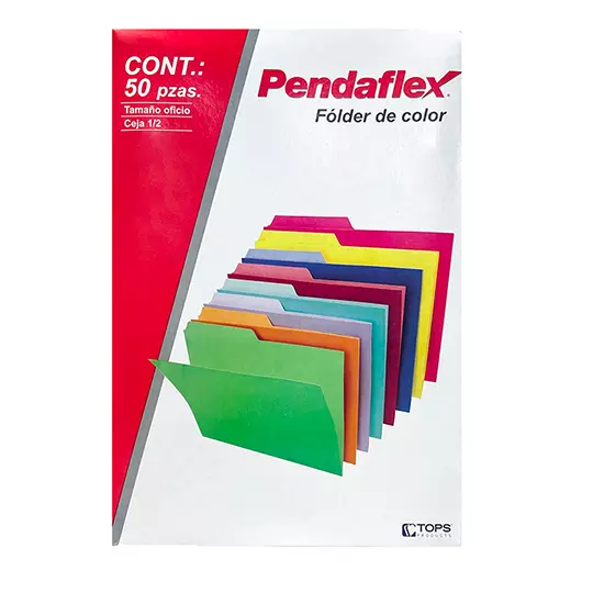 Folder manila Pendaflex oficio color verde ceja 1/2 caja con 50 pzas